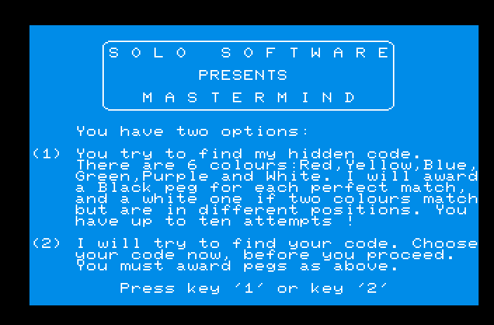 Mastermind SOLO — Screenshot 1